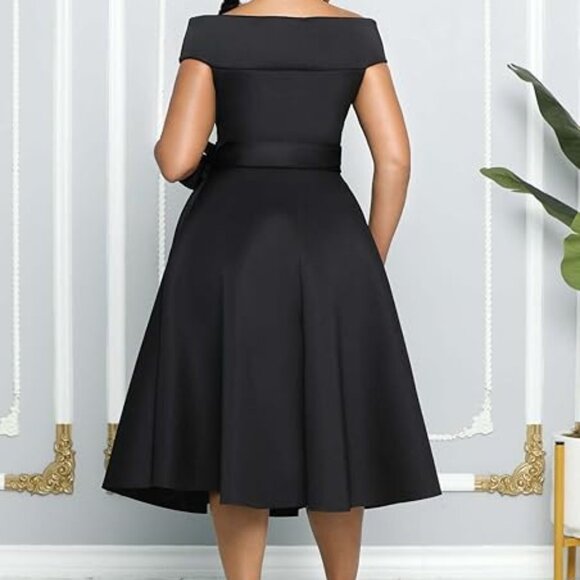 Women's Sleeveless V-Neck Backless Button Pockets A-Line Party Dress S, M, L, XL - Picture 4 of 5